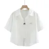 Short and petite style, 2026 Spring/Summer new collection, summer candy-colored short-sleeved shirt, washable cotton short coat for women 104535759 Item Picture